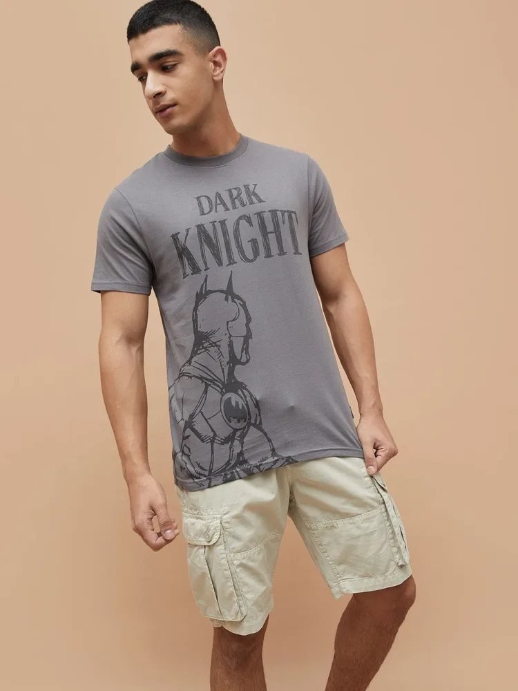 Camiseta Batman Regular Fit Basic House Gris Jaspeado — vista frontal