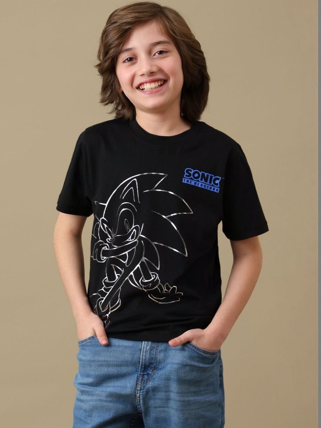 Camiseta Niño Sonic Play Mate Negro — vista frontal