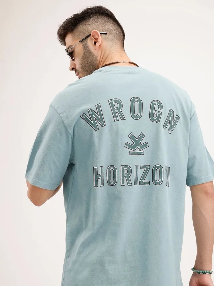 Camiseta Oversize Urban House Azul Rey — vista frontal