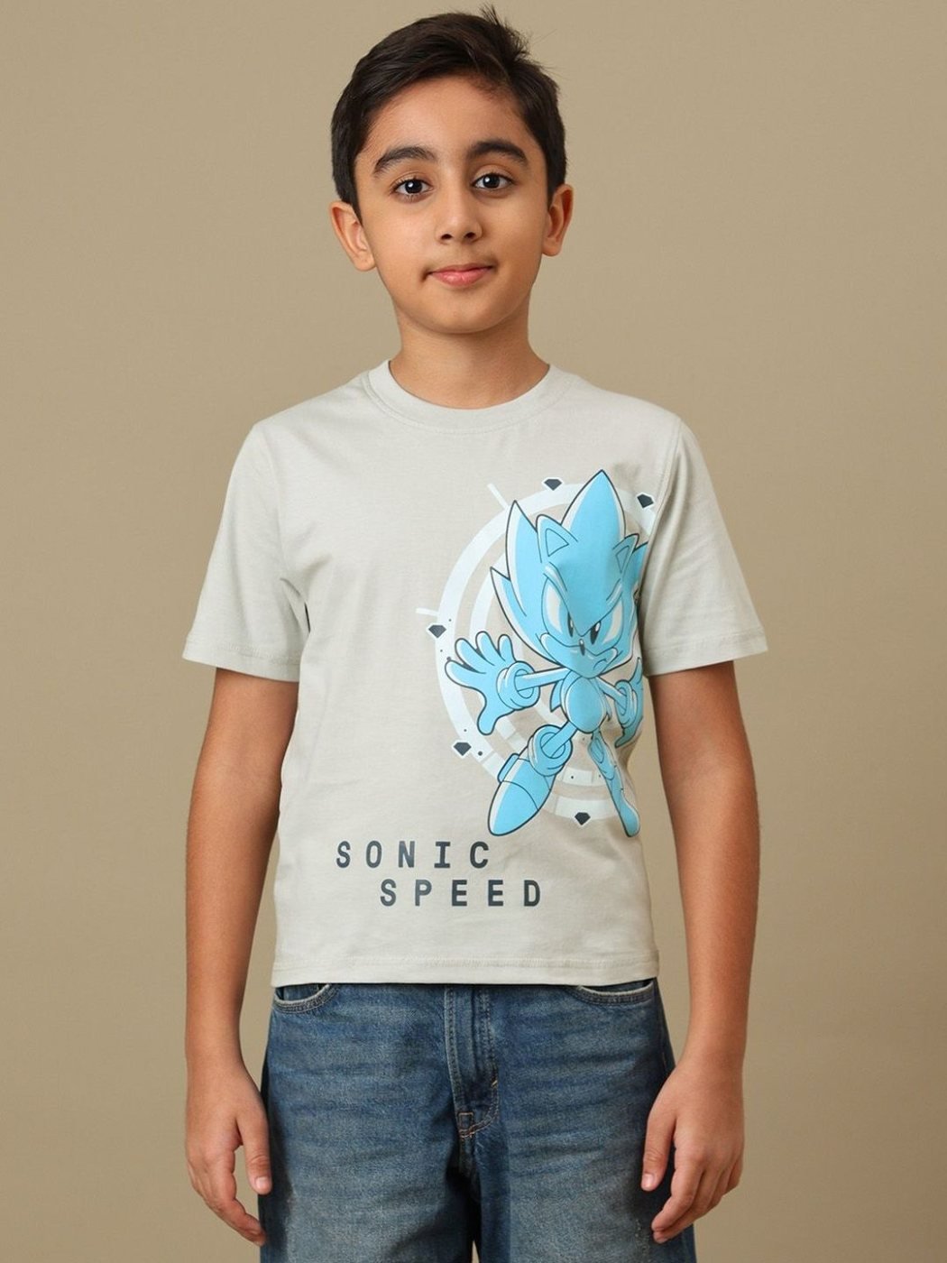 Camiseta Niño Sonic Bright Day Gris Jaspeado — vista frontal