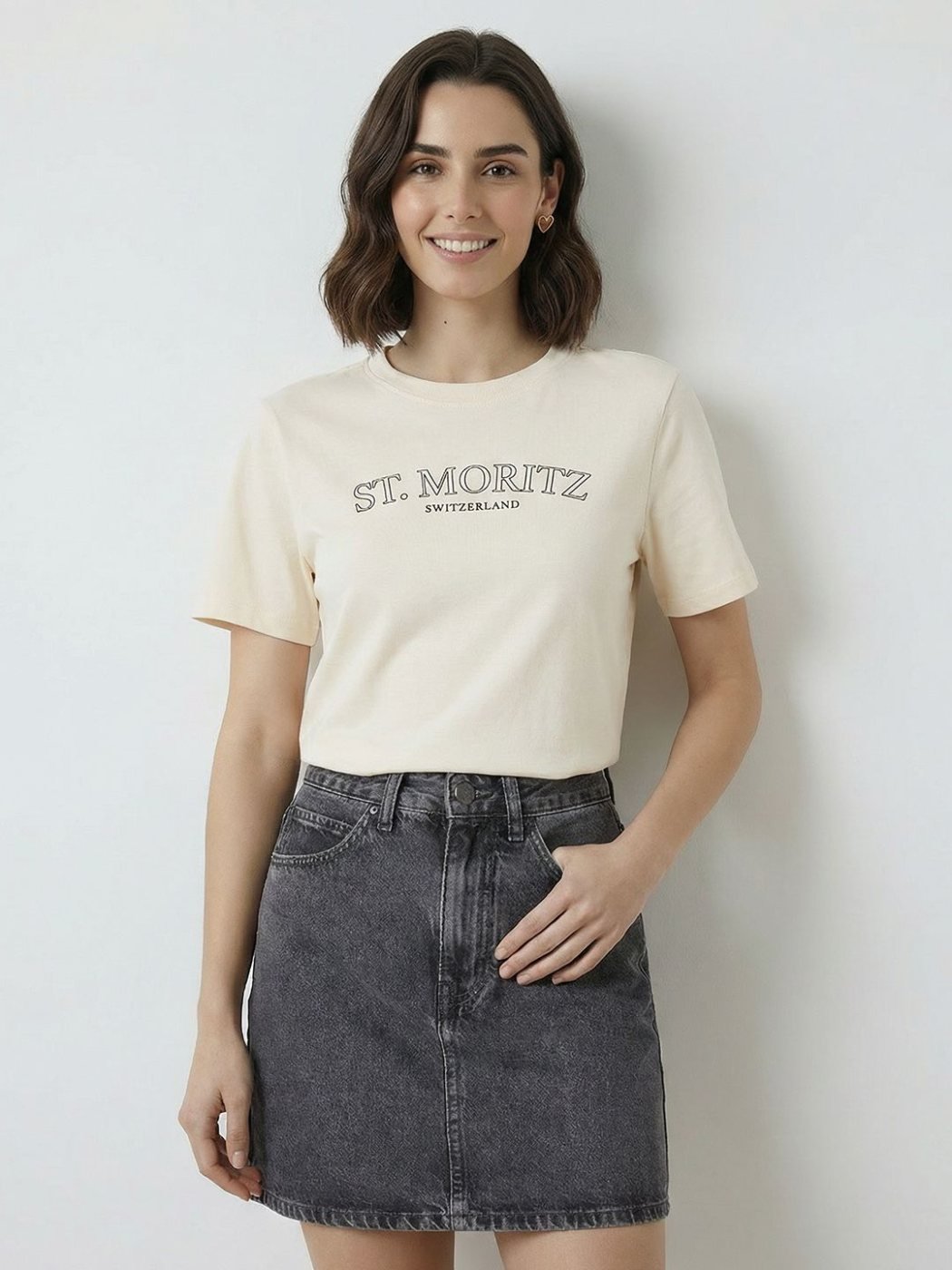 Camiseta Regular Fit True Line Nude — vista frontal
