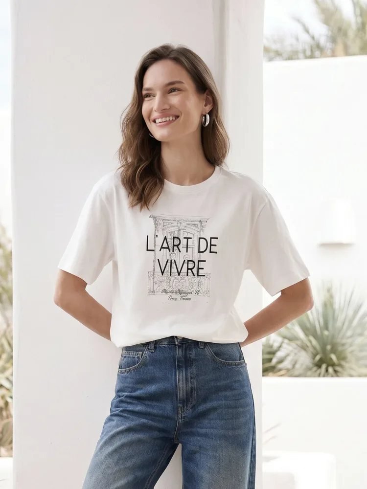Camiseta Regular Fit Daily Deck Blanca — vista frontal