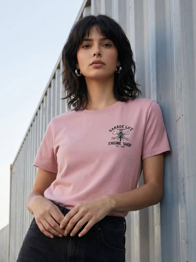 Camiseta Regular Fit Prime Wear Rosa Amaranto — vista frontal