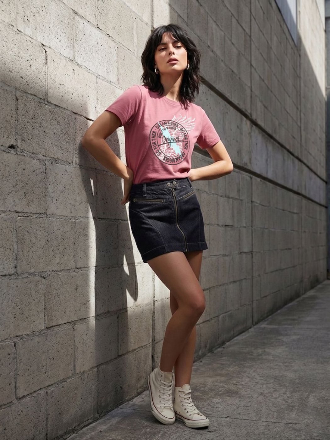 Camiseta Regular Fit Quiet Co Rosa Amaranto — vista frontal