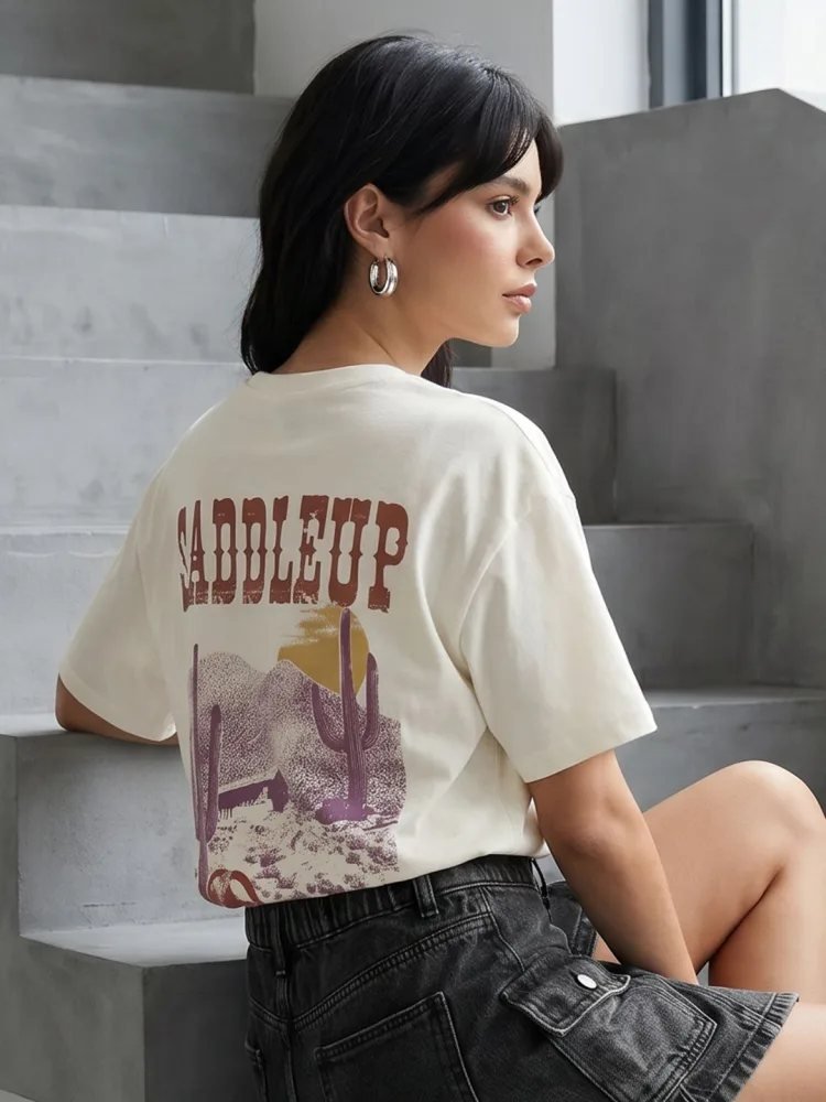 Camiseta Oversize Plain Loft Vainilla — vista frontal