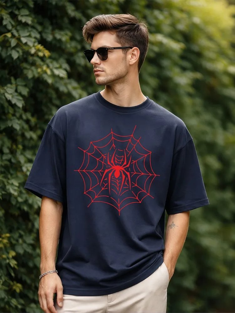 Camiseta Oversize Modern Line Azul Navy — vista frontal