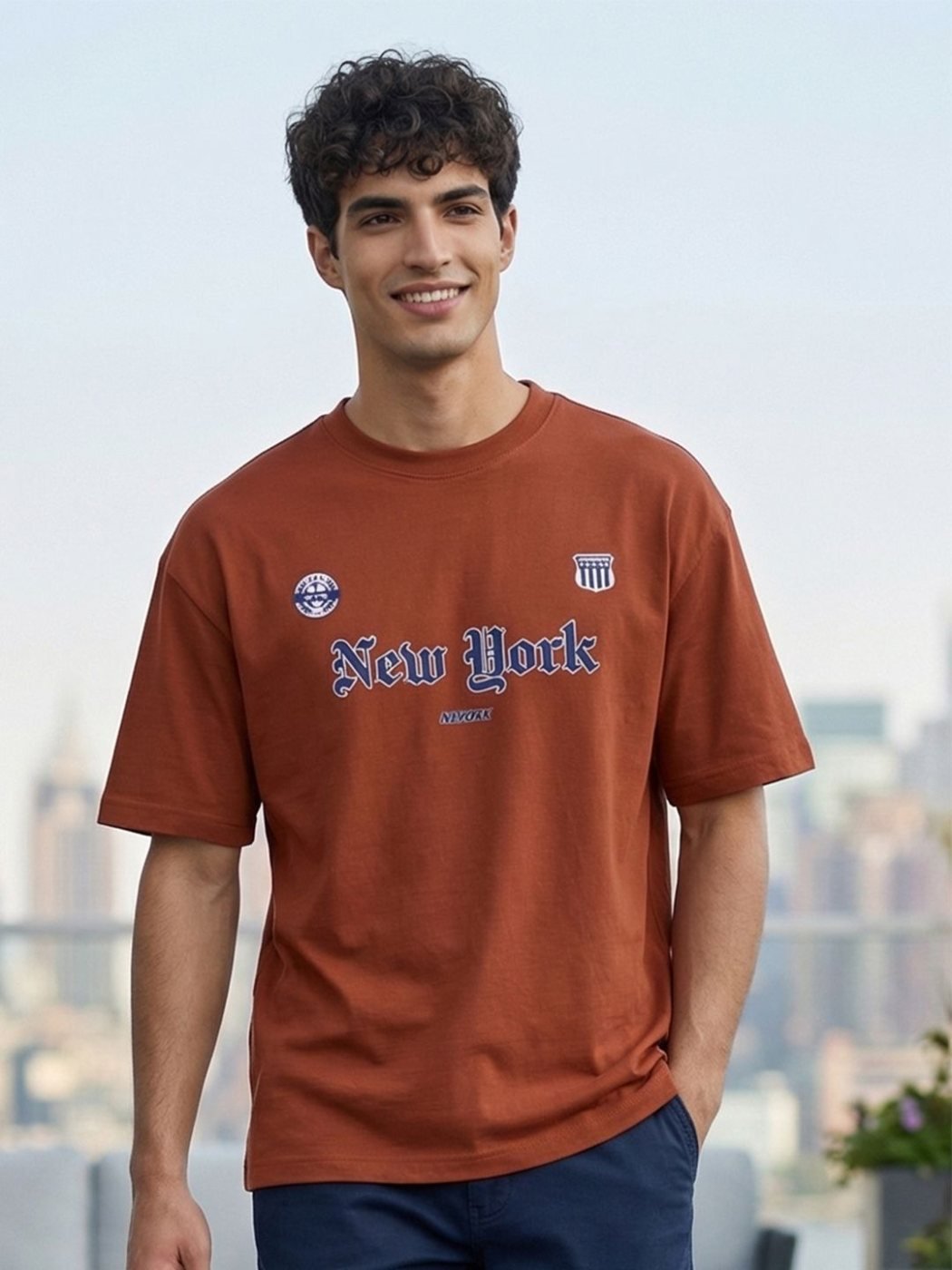Camiseta Oversize Solid Club Naranja — vista frontal