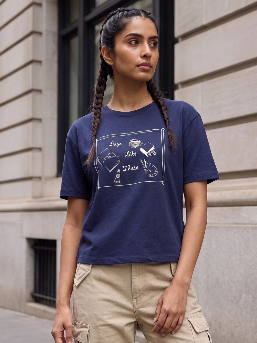 Camiseta Regular Fit Soft House Azul Navy — vista frontal