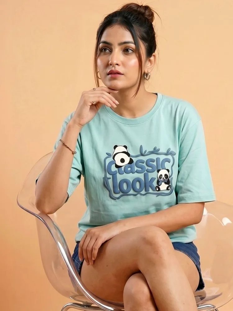 Camiseta Oversize Basic Co Verde Esmeralda — vista frontal