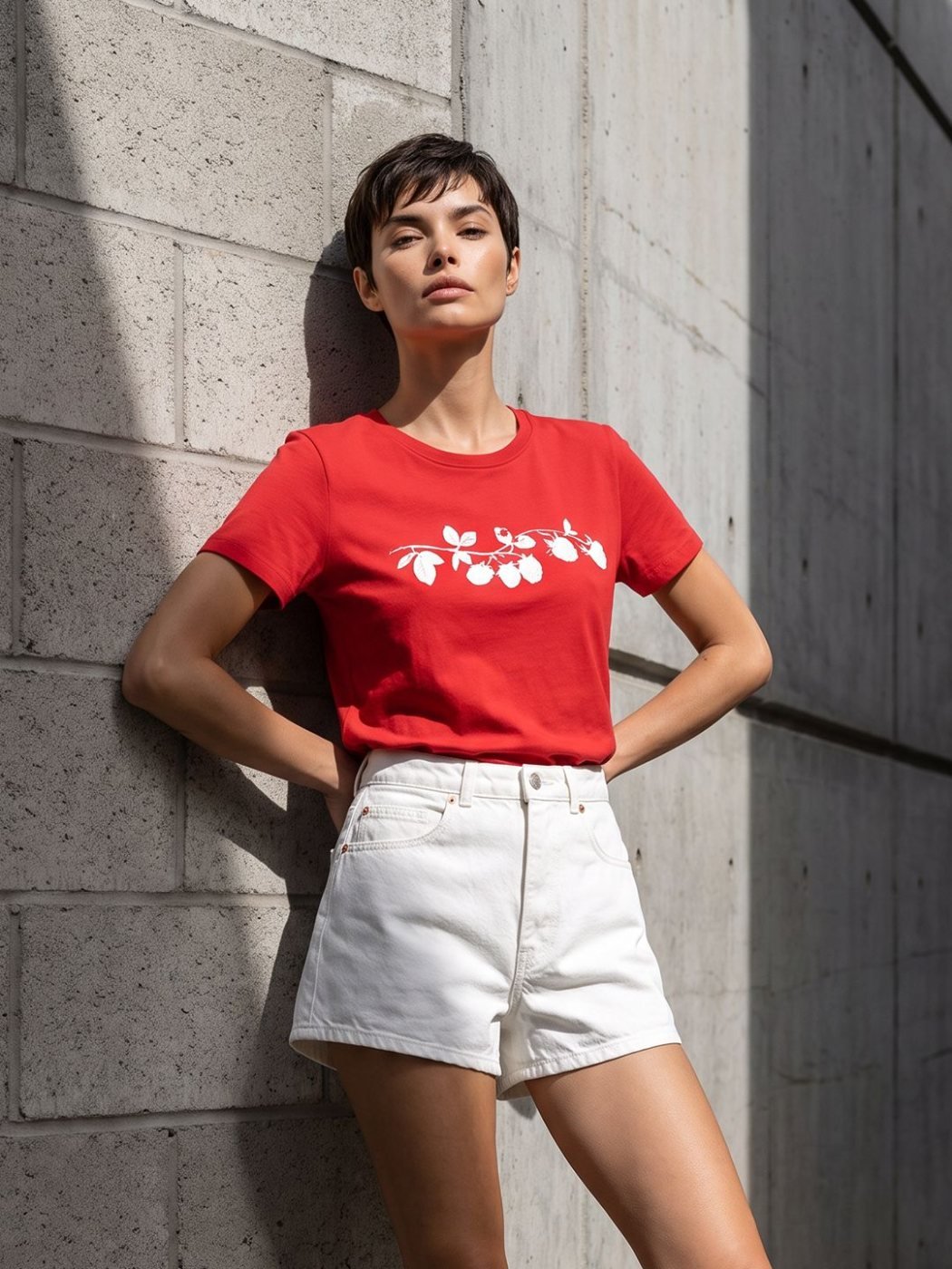 Camiseta Slim Fit Urban Basics Roja — vista frontal