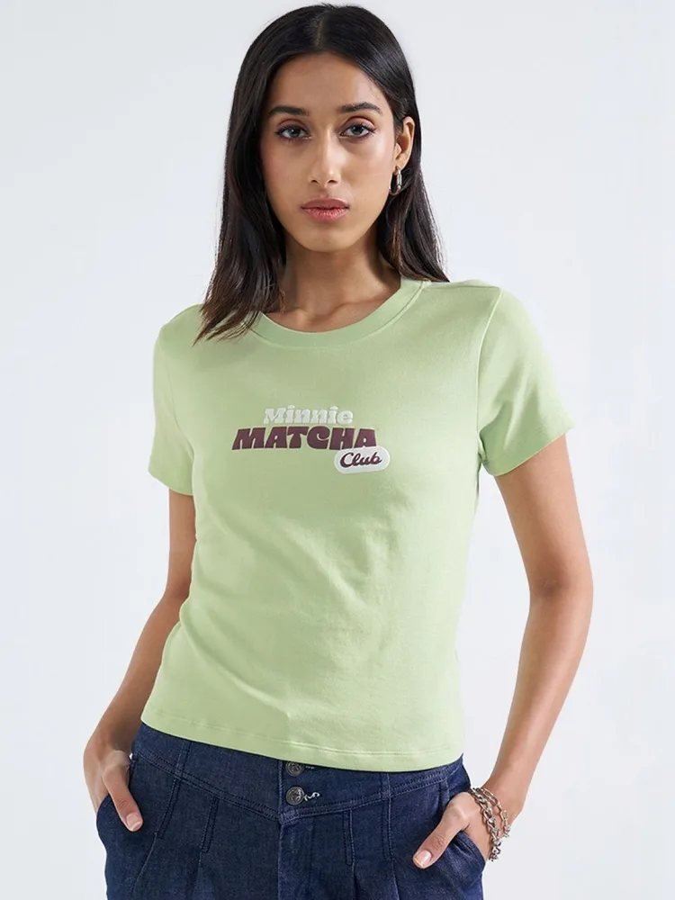 Camiseta Slim Fit Urban Basics Verde Cali — vista frontal