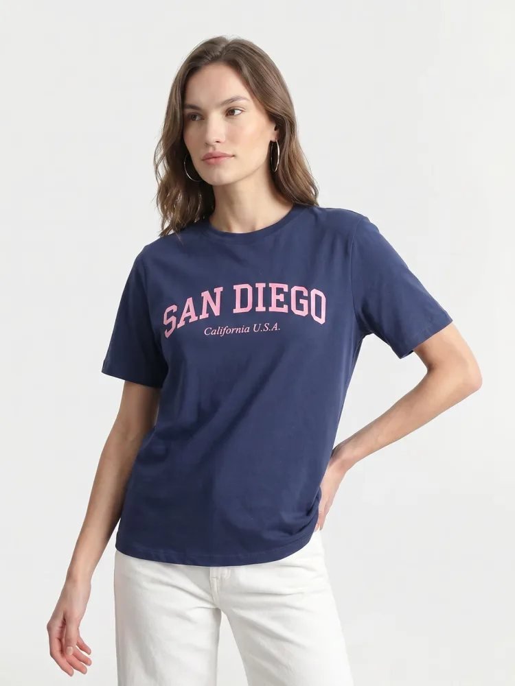Camiseta Regular Fit City Club Azul Navy — vista frontal