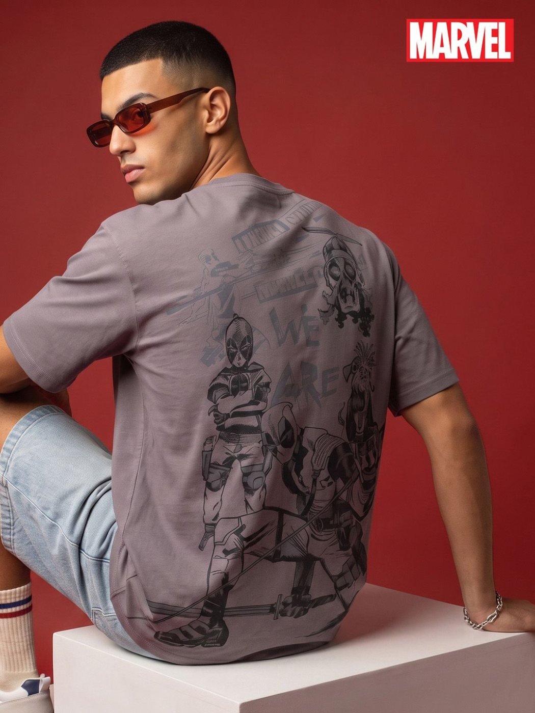 Camiseta Oversize Urban Basics Gris Jaspeado — vista frontal