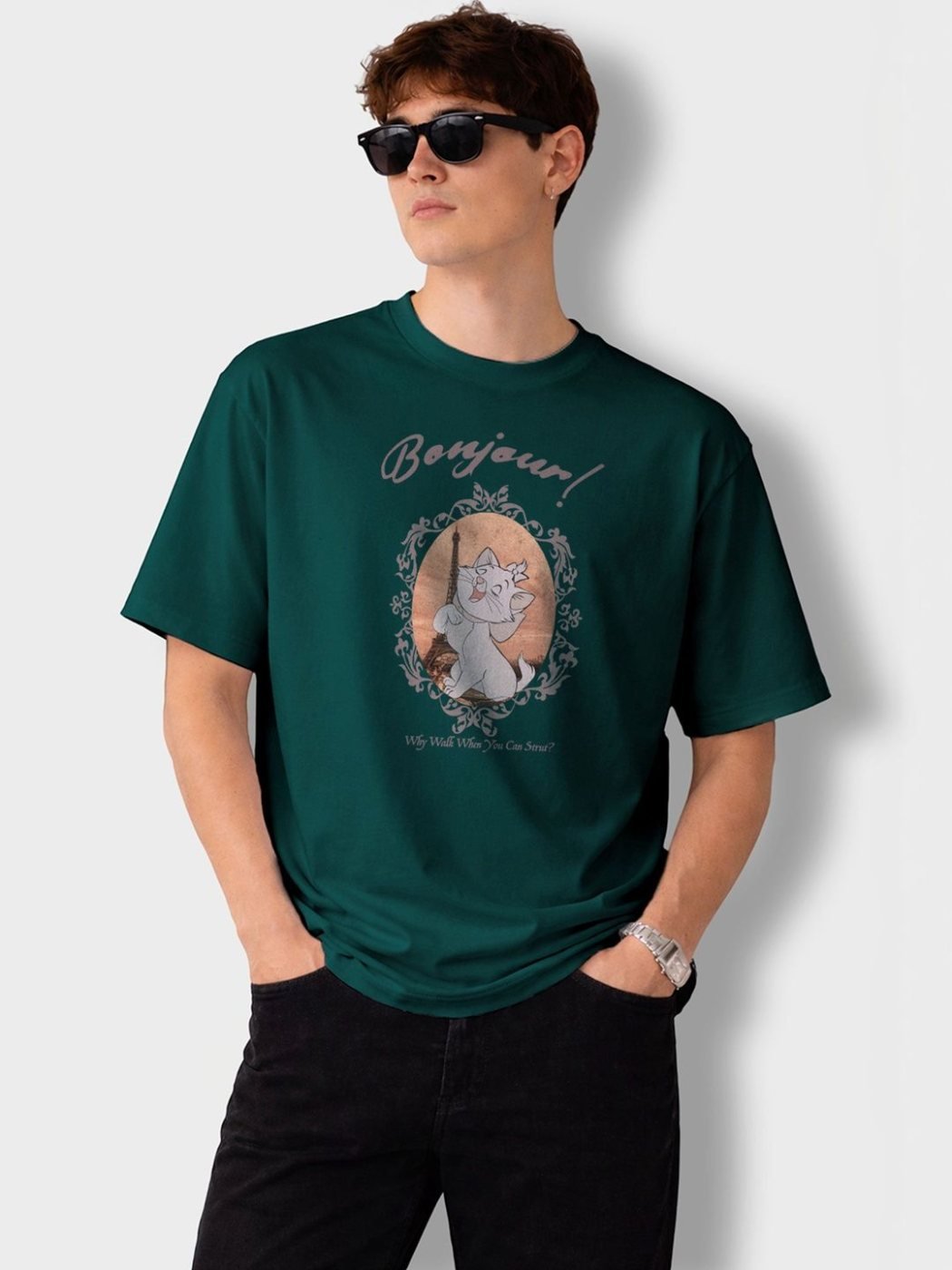 Camiseta Oversize Plain Line Verde Esmeralda — vista frontal