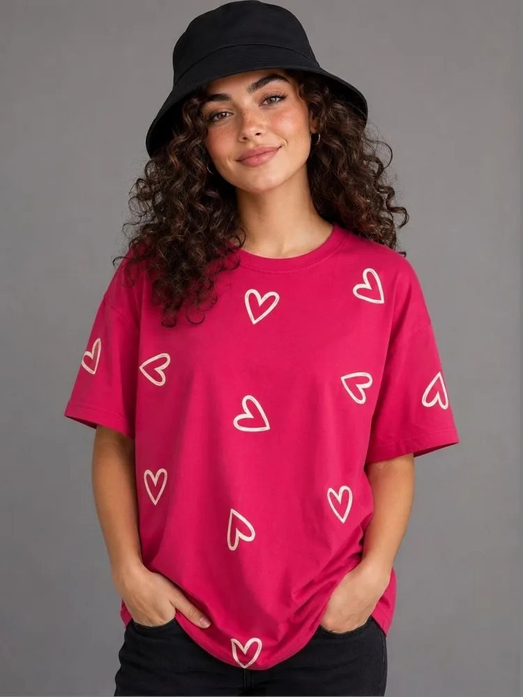 Camiseta Regular Fit True Co Rosa Amaranto — vista frontal