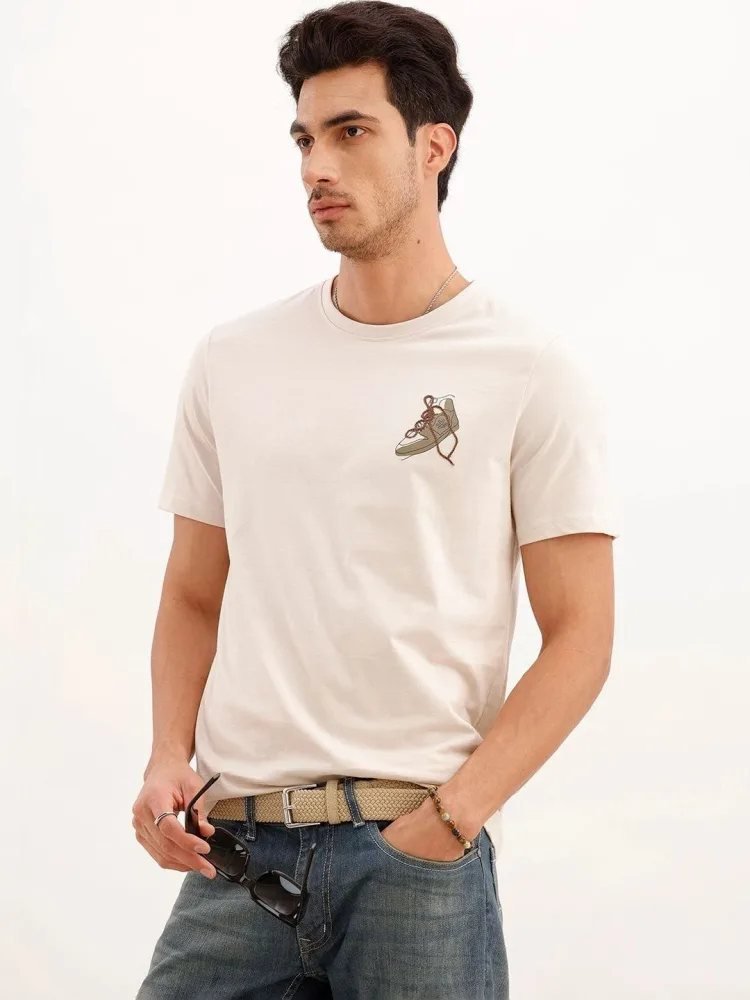 Camiseta Slim Fit Cuello Redondo Fresh Line Nude — vista frontal