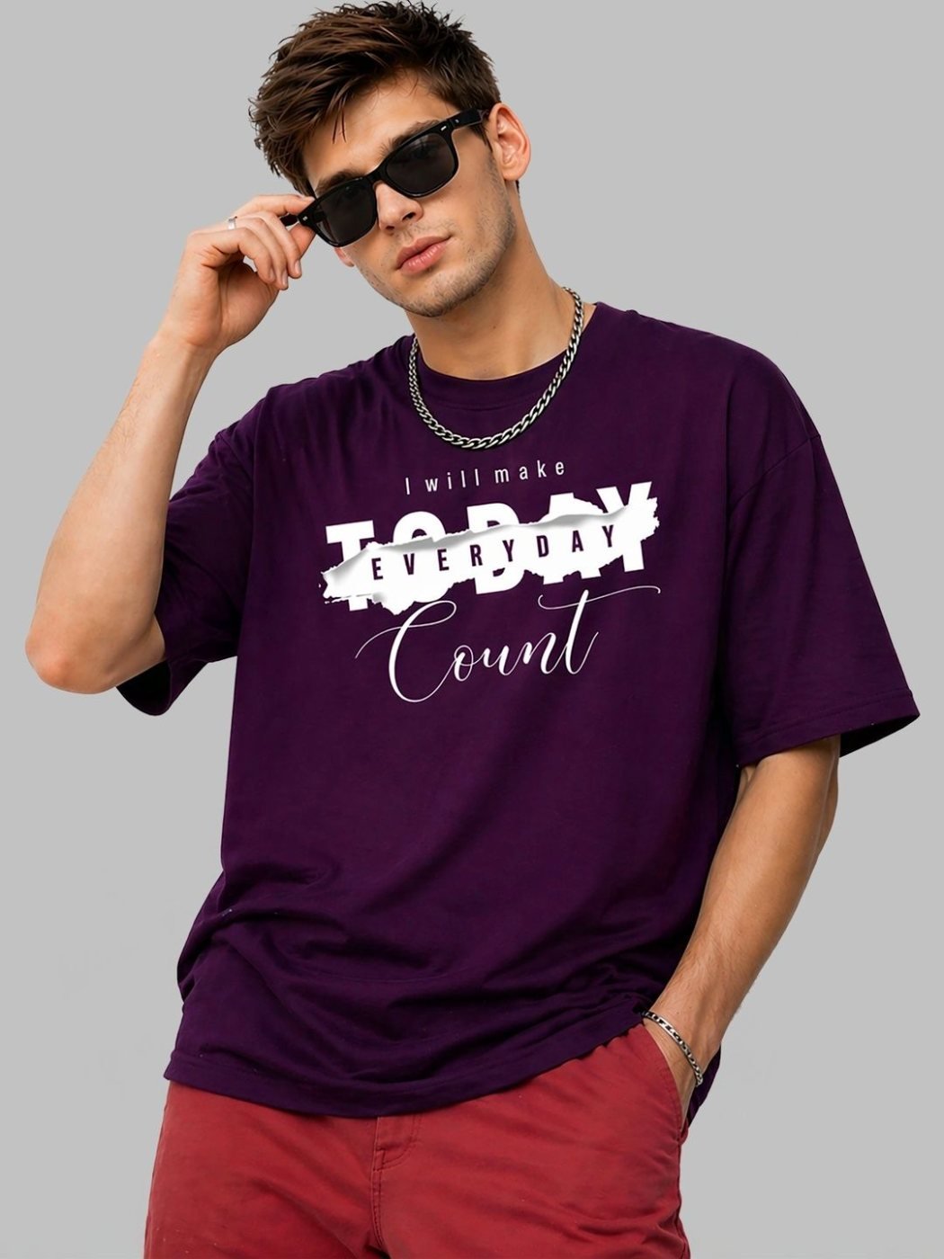 Camiseta Regular Fit Urban Basics Vinotinto — vista frontal