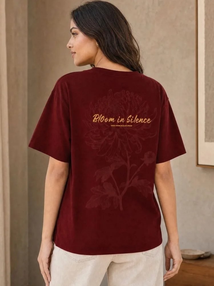 Camiseta Oversize Basic Co Vinotinto — vista frontal