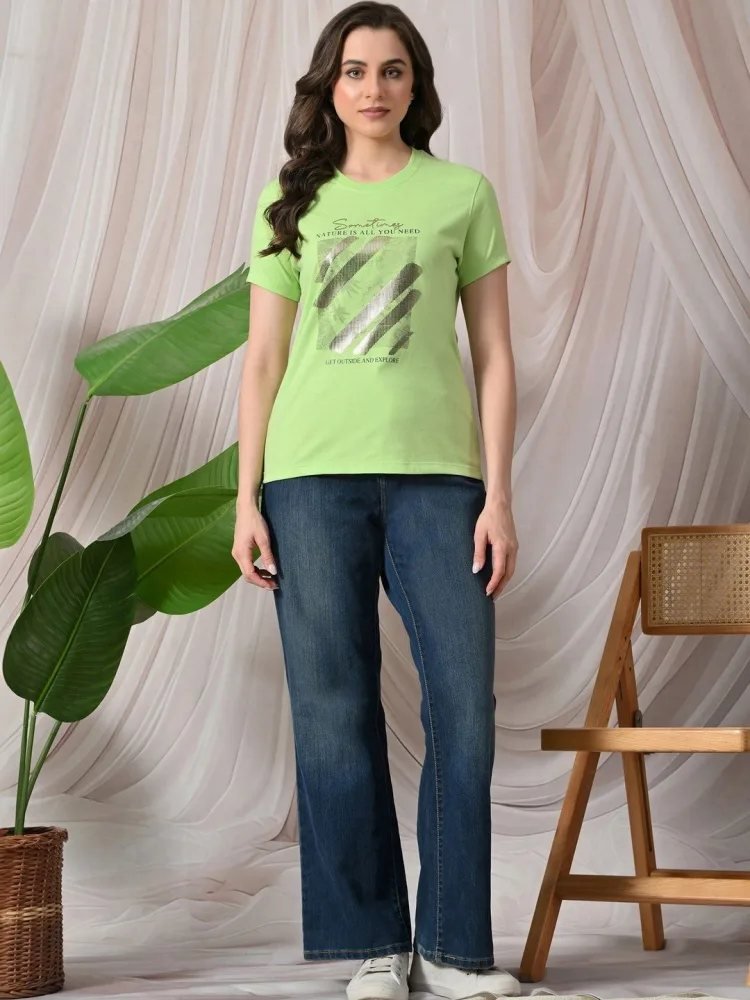Camiseta Slim Fit Clean Cut Verde Esmeralda — vista frontal