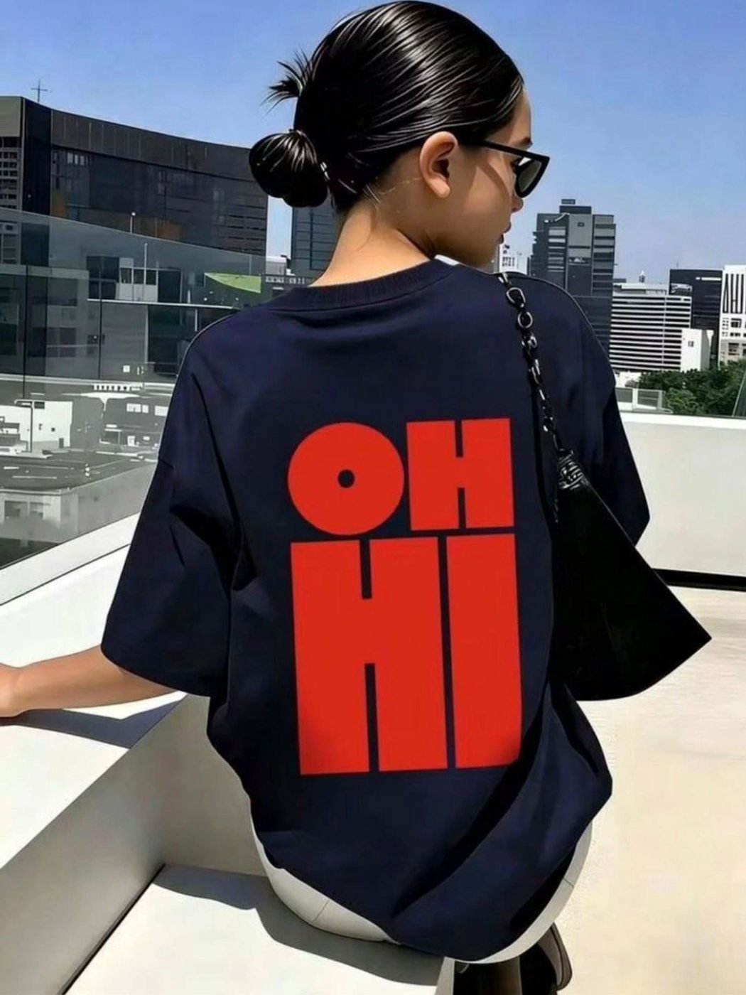 Camiseta Oversize Soft House Azul Navy — vista frontal