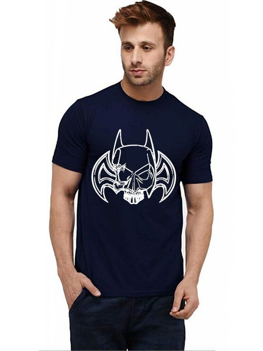 Camiseta Batman Regular Fit Basic Co Azul Medio — vista frontal