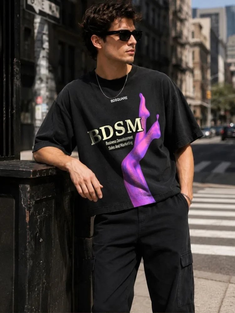 Camiseta Oversize Plain House Negra — vista frontal