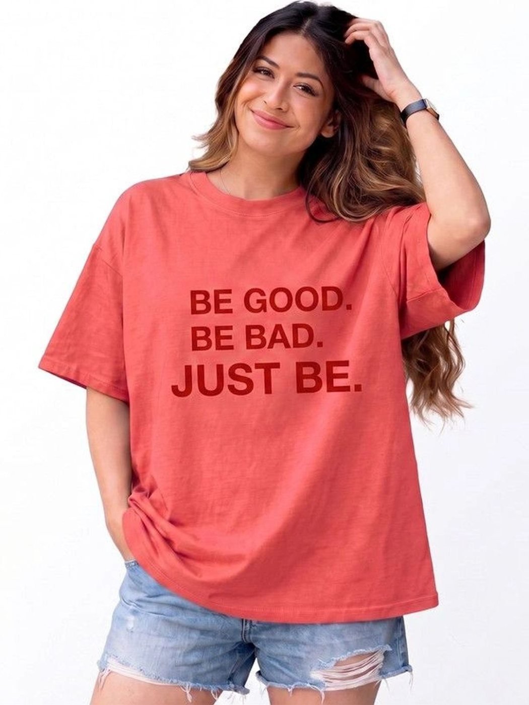 Camiseta Oversize Daily Line Guayaba — vista frontal