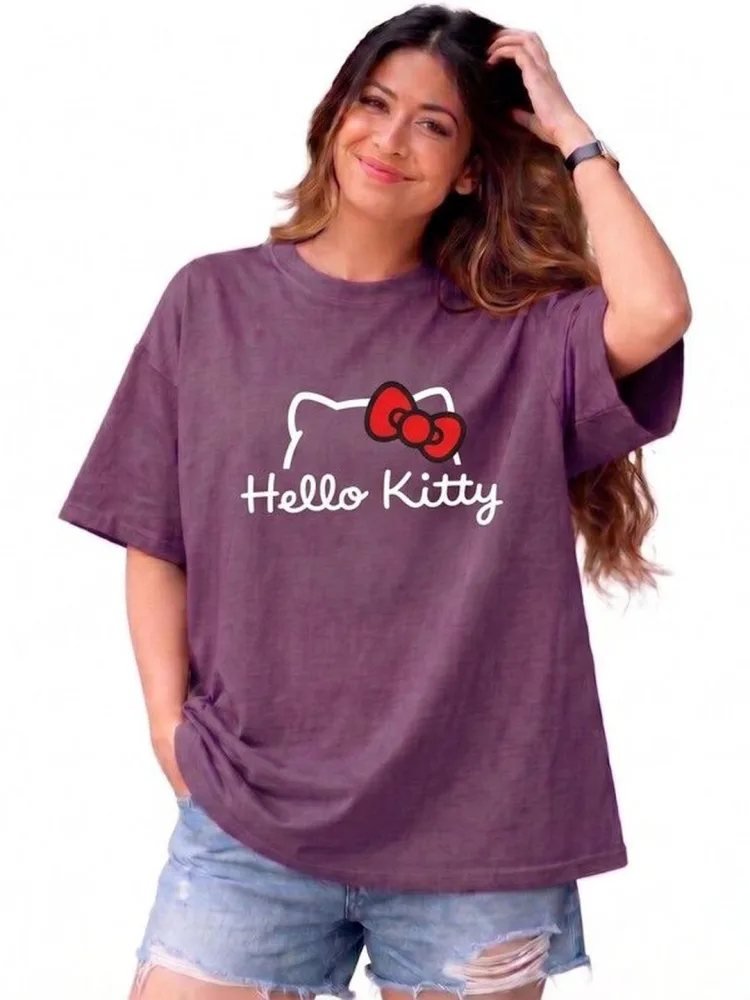 Camiseta Oversize Quiet Co Morada — vista frontal