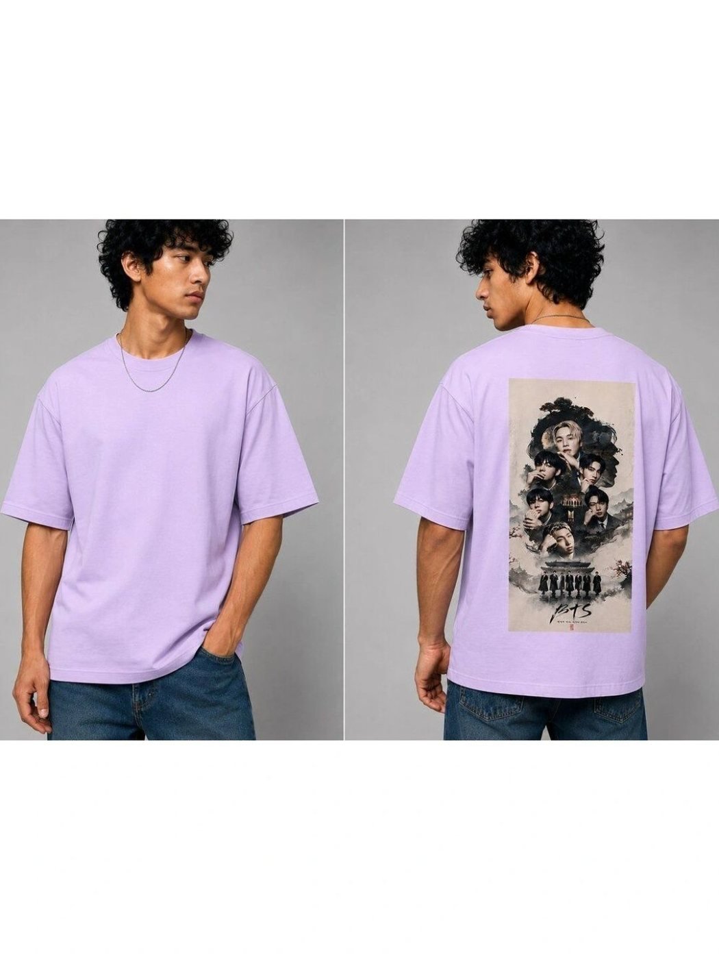 Camiseta Oversize Cotton Row Lila — vista frontal