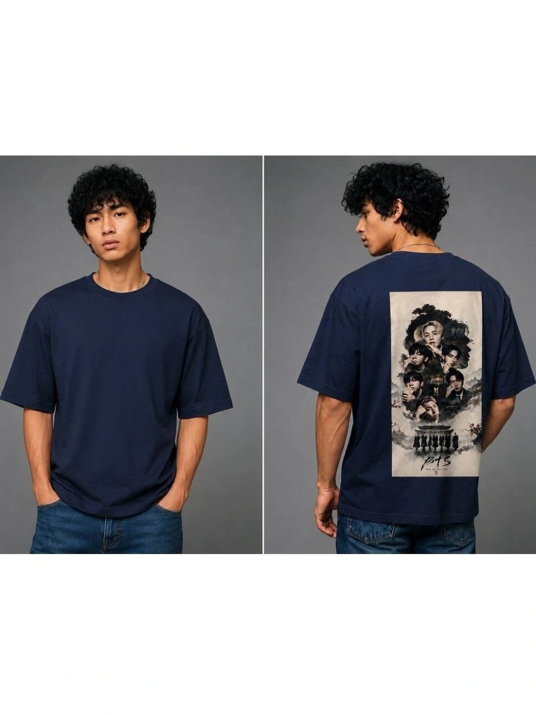 Camiseta Oversize Soft Wear Azul Navy — vista frontal