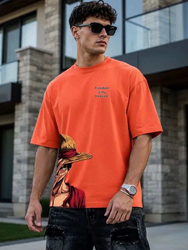 Camiseta Oversize True Co Naranja — vista frontal
