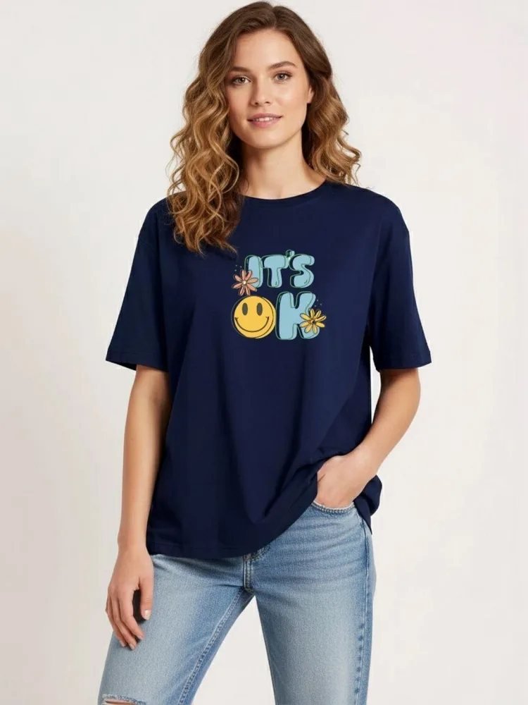 Camiseta Slim Fit Everyday Wear Azul Medio — vista frontal