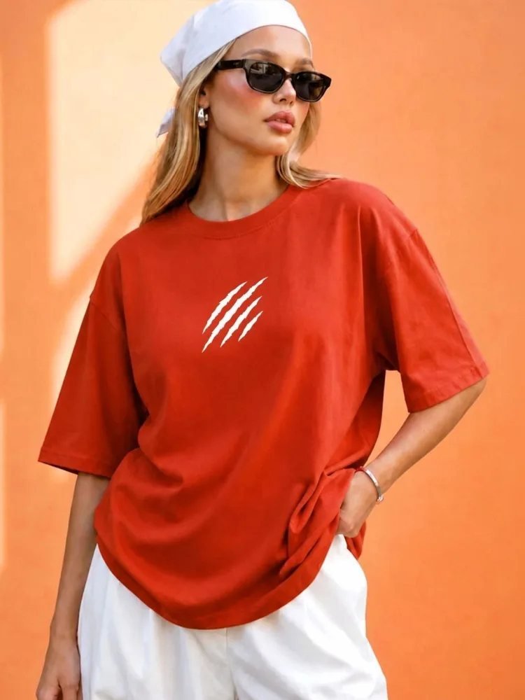 Camiseta Oversize Modern Line Naranja — vista frontal