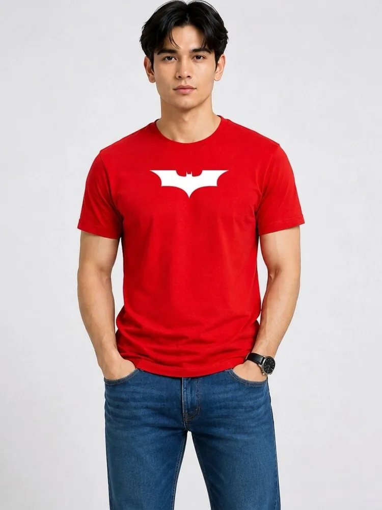 Camiseta Batman Slim Fit Cuello Redondo True Soft Roja — vista frontal